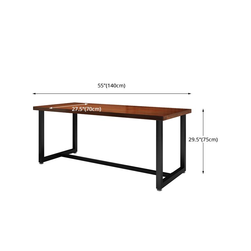 Rectangle Industrial Brown Dining Table Solid Wood and Metal Trestle ...