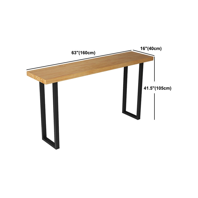 Rectangular Pine Wood Top Bar Table Modern Bar Table with Black Double ...