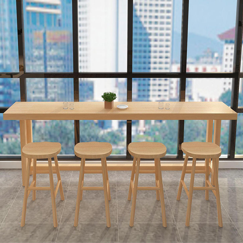 Natural Solid Wood Bar Dining Table Rectangle Bar Height Pub Table