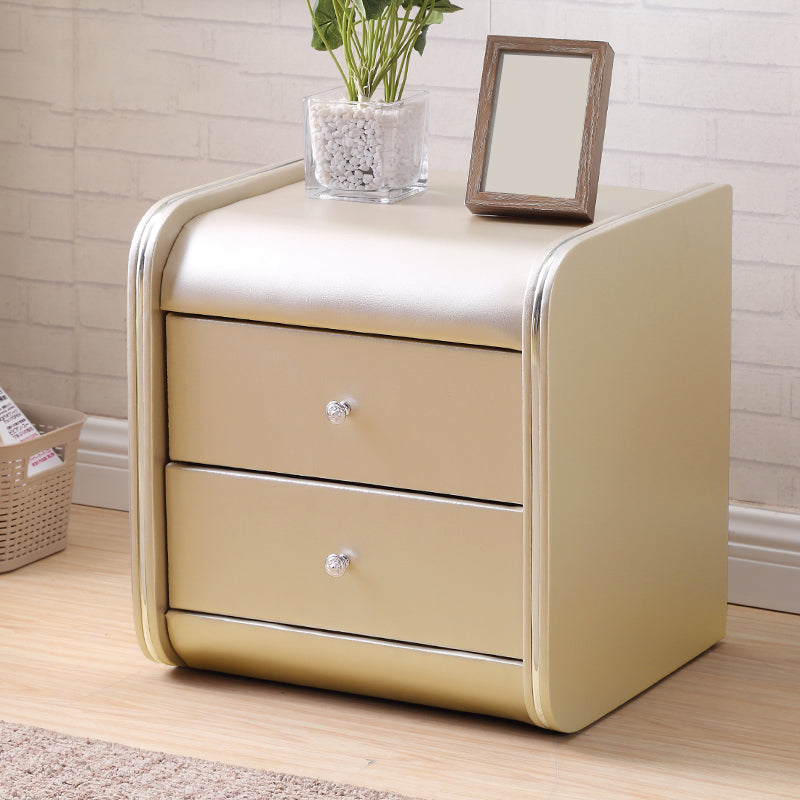 Rectangular 2 Drawers Nightstand Contemporary 18 9 H Night Table