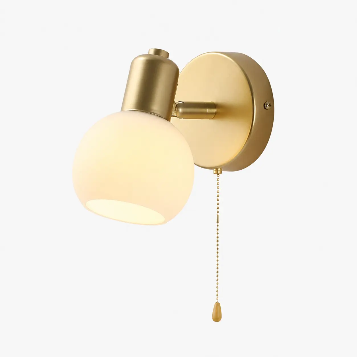 Gold iron single-light wall sconce with pull chain