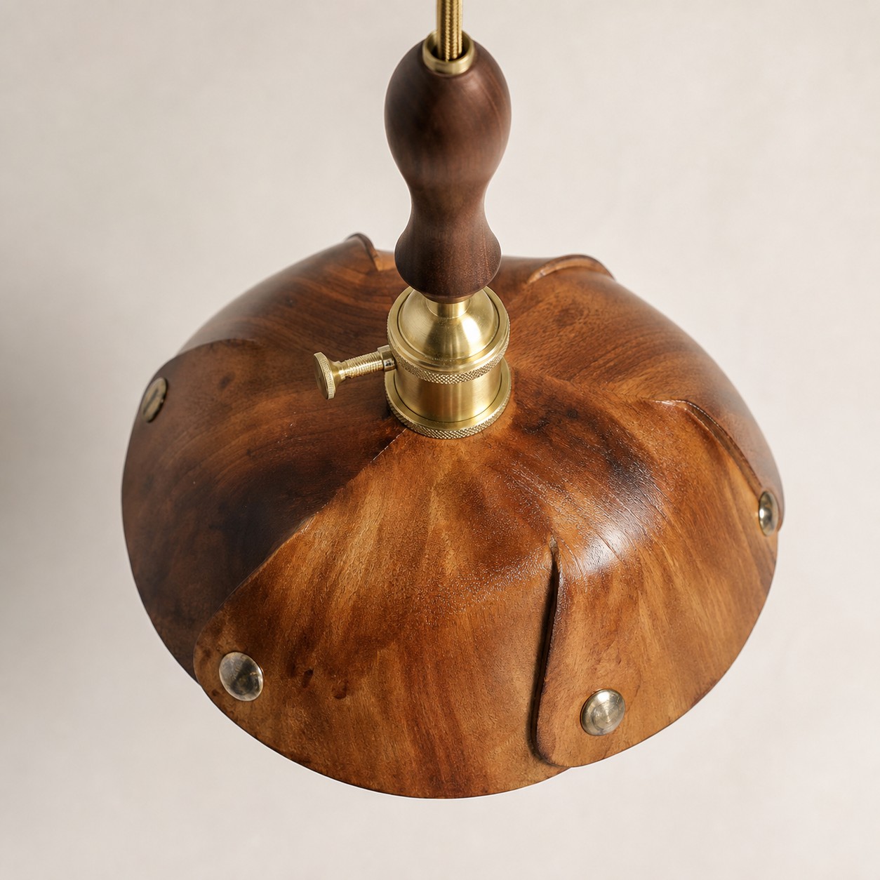 Vintage leather pendant light detail