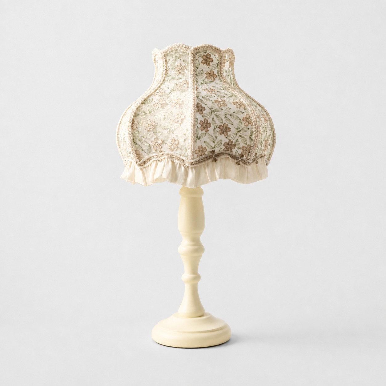 Ivory Ruffle embroidered floral table lamp