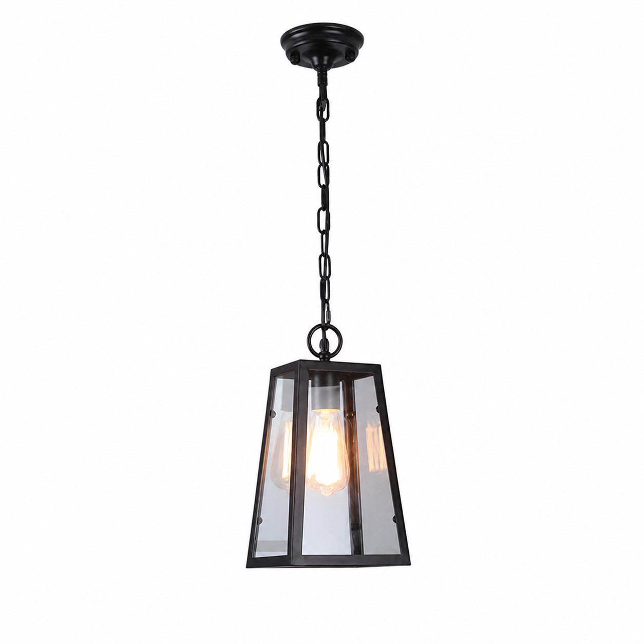 Black trapeze glass pendant light fixture only