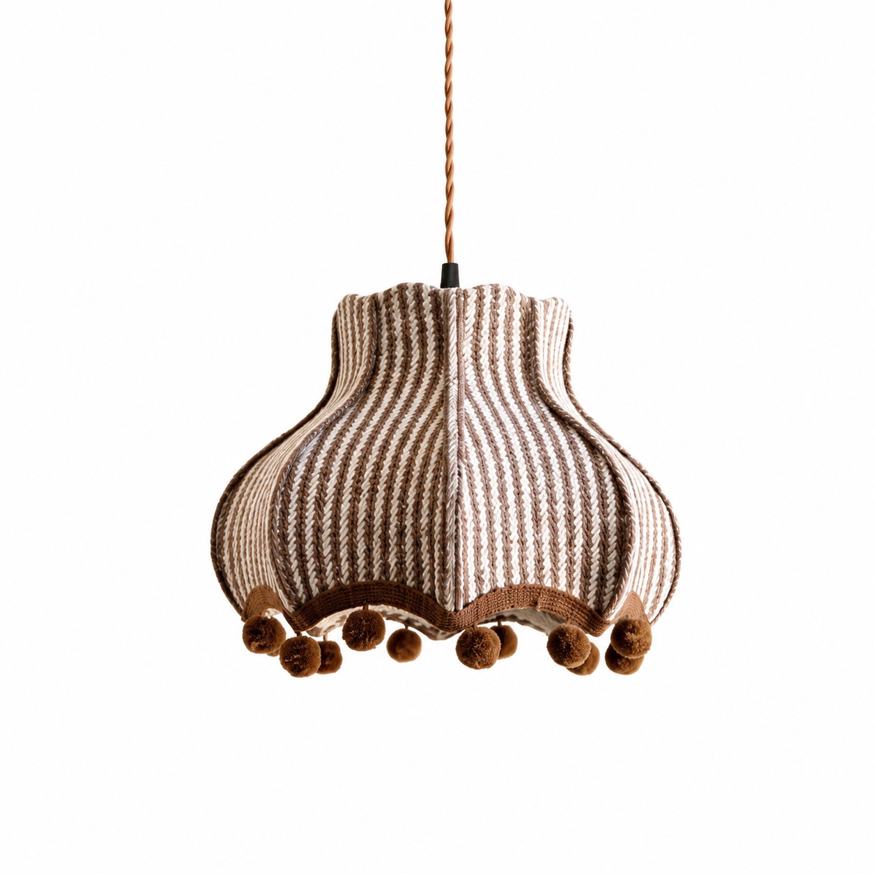French vintage striped fabric pendant lamp product view